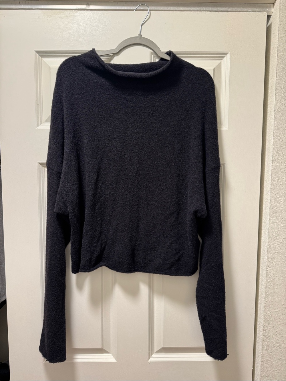 Free People Black Nylon Crewneck Sweater Size L